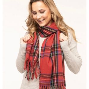CLEO TARTAN Scarves Wraps x 2 Red Green Black LIKE NEW
